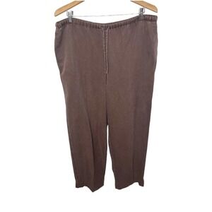 J. JILL VINTAGE Women's Tencel Lyocell Drawstring Wide Leg Lagenlook Pants Brn M